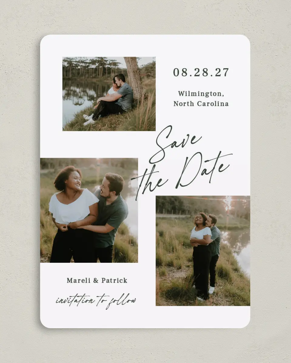 This is a 5" x 7" Save the Date Card called Forever & Always Yours printed in full color on Premium Smooth paper