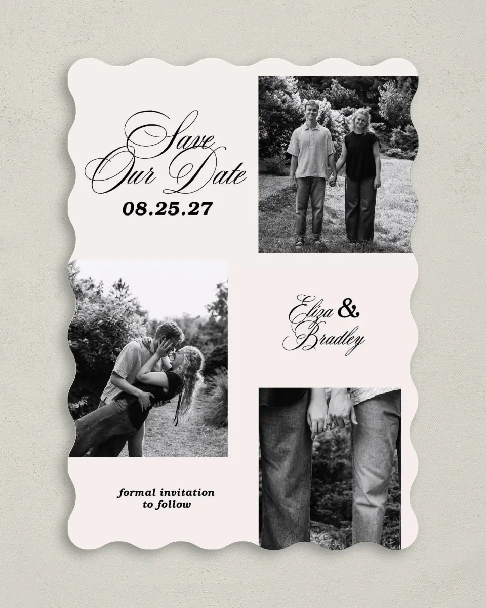 This is a 5" x 7" Save the Date Card called Loving You printed in full color on Premium Smooth paper