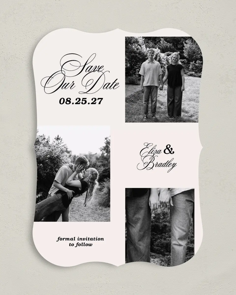 This is a 5" x 7" Save the Date Card called Loving You printed in full color on Premium Smooth paper