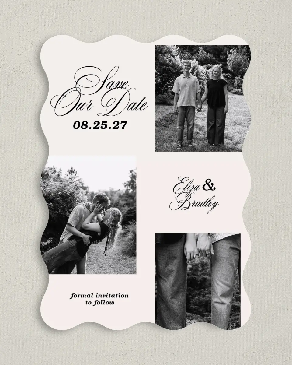This is a 5" x 7" Save the Date Card called Loving You printed in full color on Premium Smooth paper