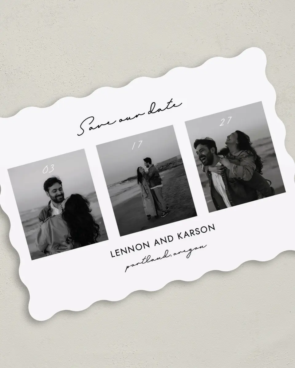 This is a 5" x 7" Save the Date Card called Simply Yours printed in full color on Premium Smooth paper