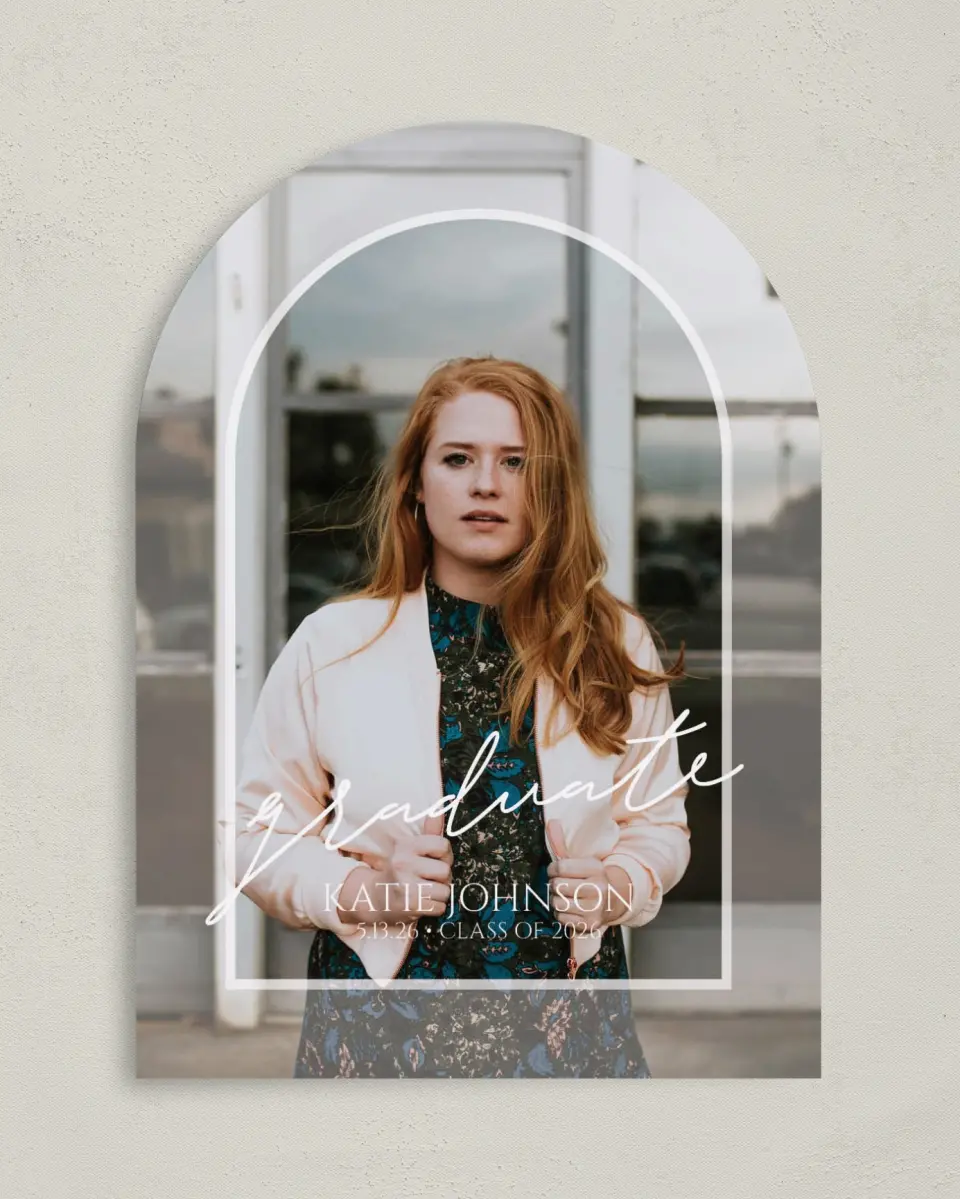 This is a 5" x 7" Graduation Announcement Card called Brave New World printed in full color on Premium Smooth paper