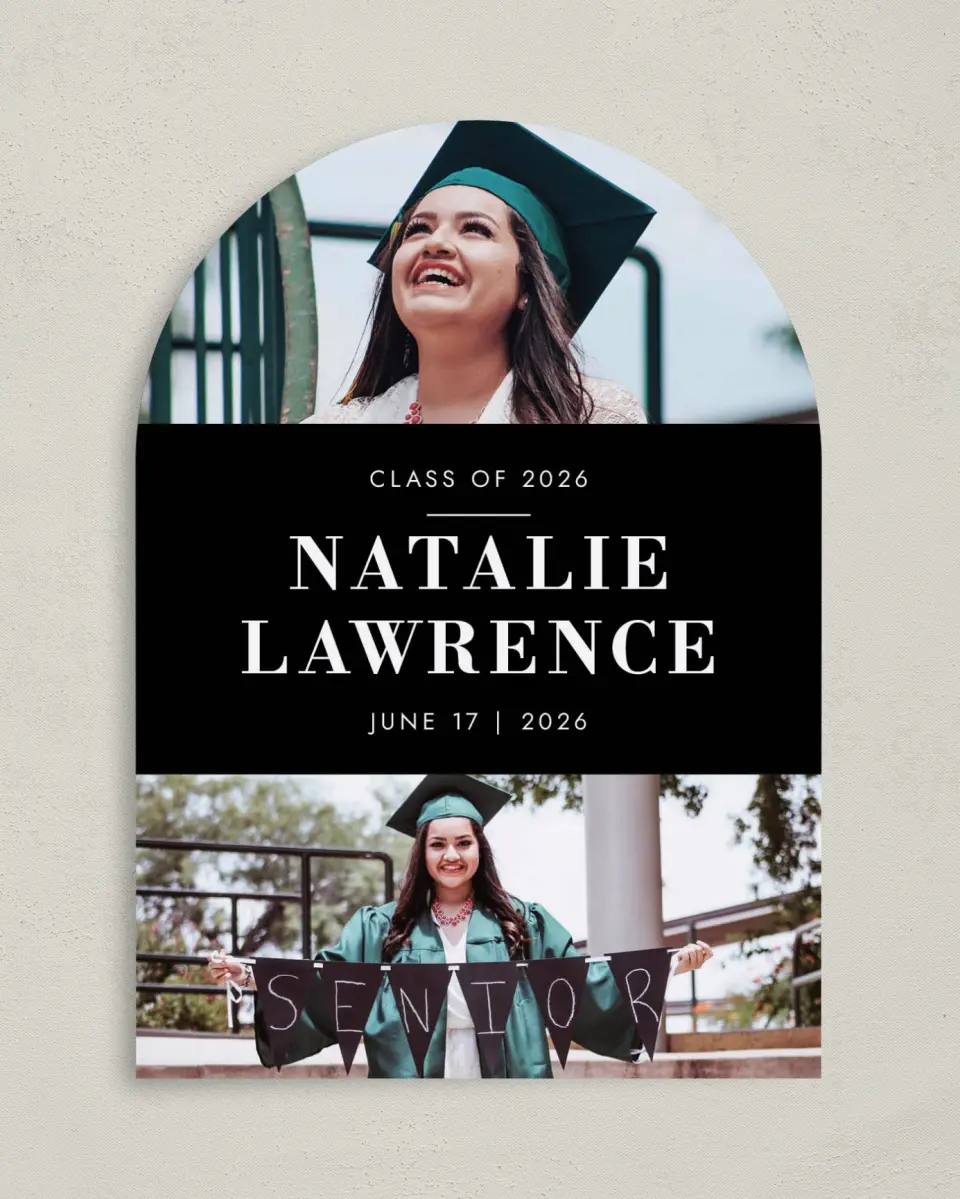 This is a 5" x 7" Graduation Announcement Card called Heartfelt Congrats printed in full color on Premium Smooth paper