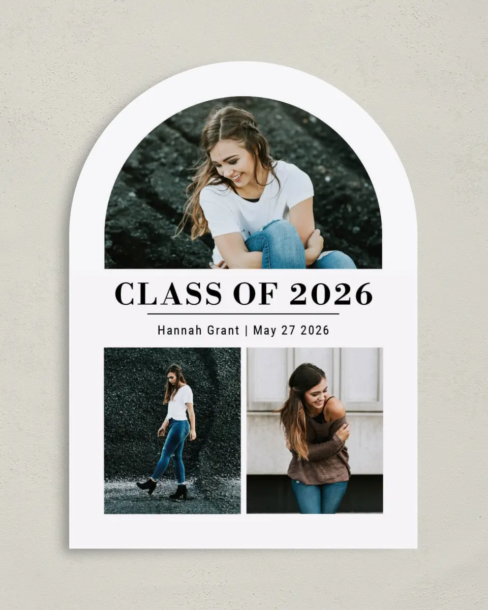 This is a 5" x 7" Graduation Announcement Card called Marvelous Marble printed in full color on Premium Smooth paper