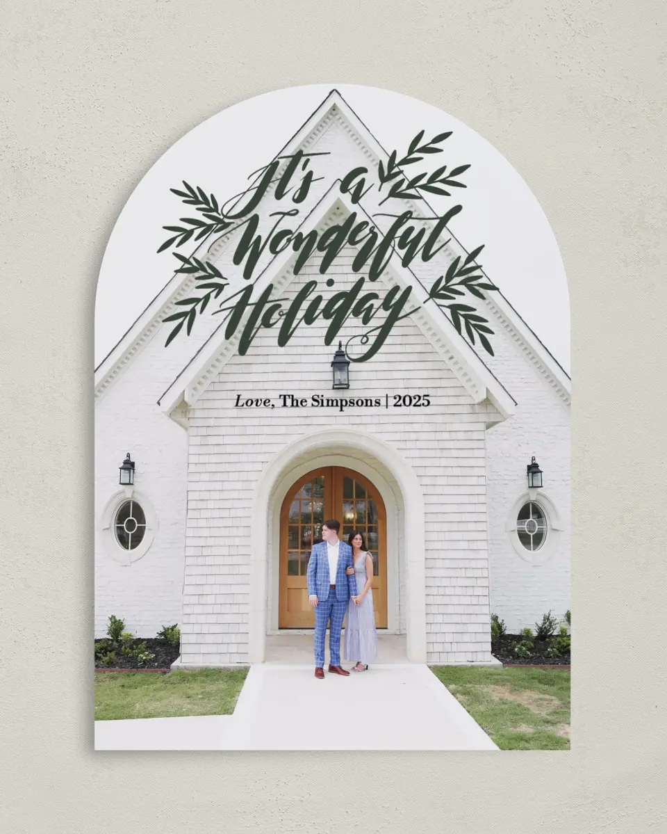 This is a 5" x 7" Christmas Card called Holiday Wonder printed in full color on Premium Smooth paper