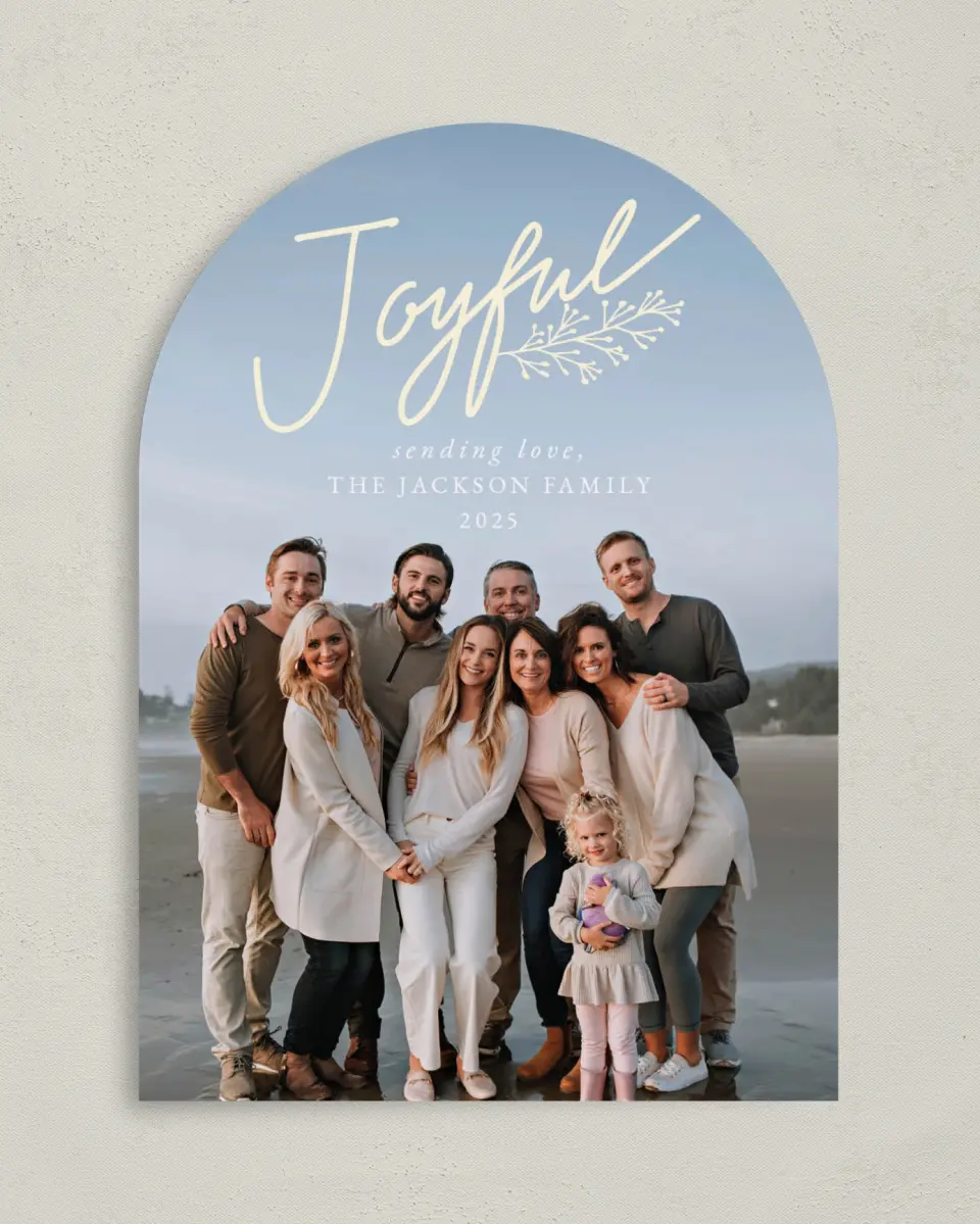 This is a 5" x 7" Christmas Card called Joyful & Bright printed in full color on Premium Smooth paper
