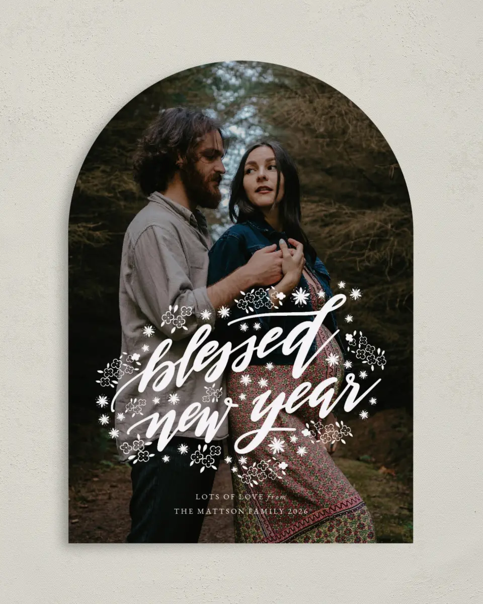 This is a 5" x 7" Christmas Card called News for the New Year printed in full color on Premium Smooth paper