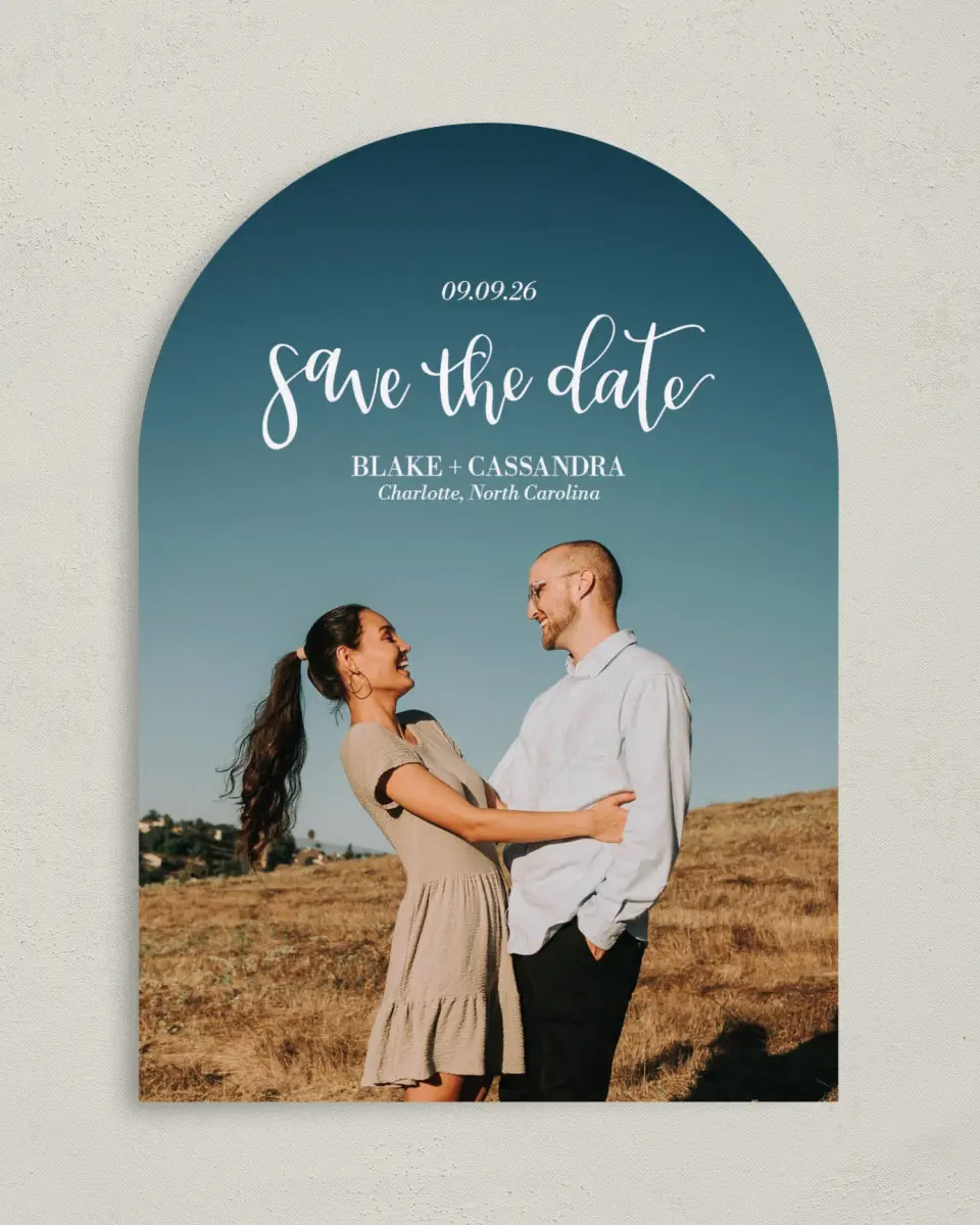 This is a 5" x 7" Arch Save the Date called Marry Magic printed in full color on Premium Smooth paper