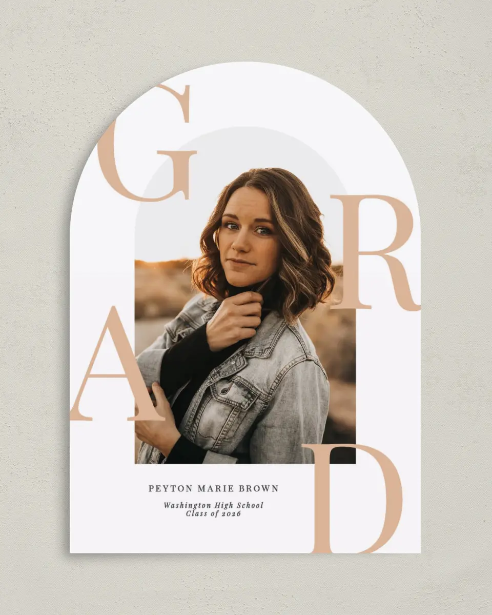 This is a 5" x 7" Graduation Announcement Card called Celebrate the Grad printed in full color on Premium Smooth paper