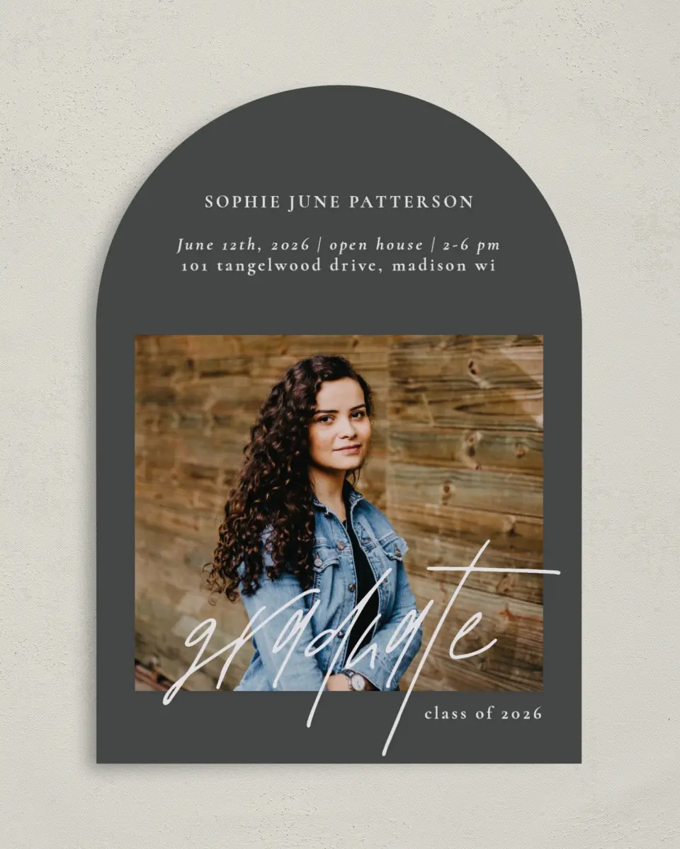 This is a 5" x 7" Graduation Announcement Card called Featured Graduate printed in full color on Premium Smooth paper