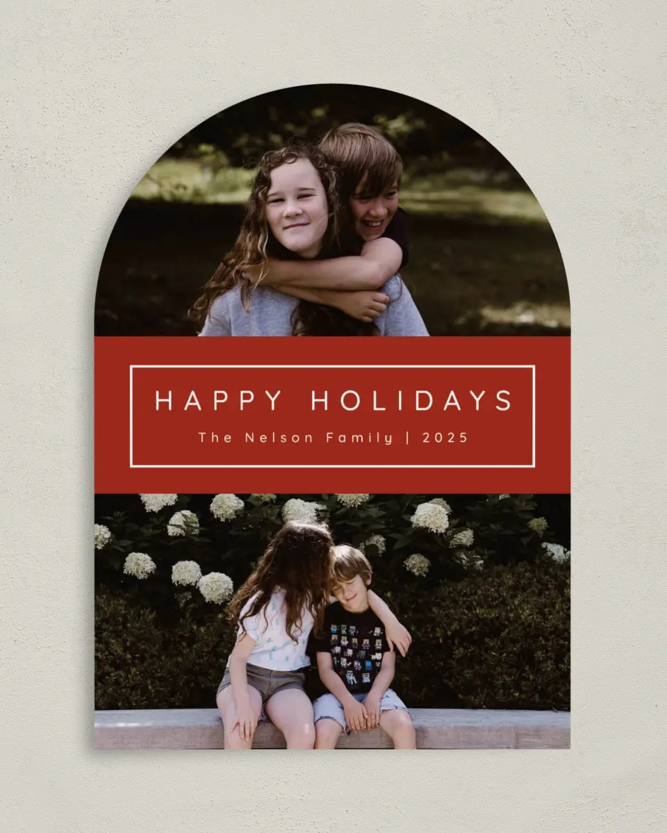 This is a 5" x 7" Christmas Card called Holiday Blooms printed in full color on Premium Smooth paper