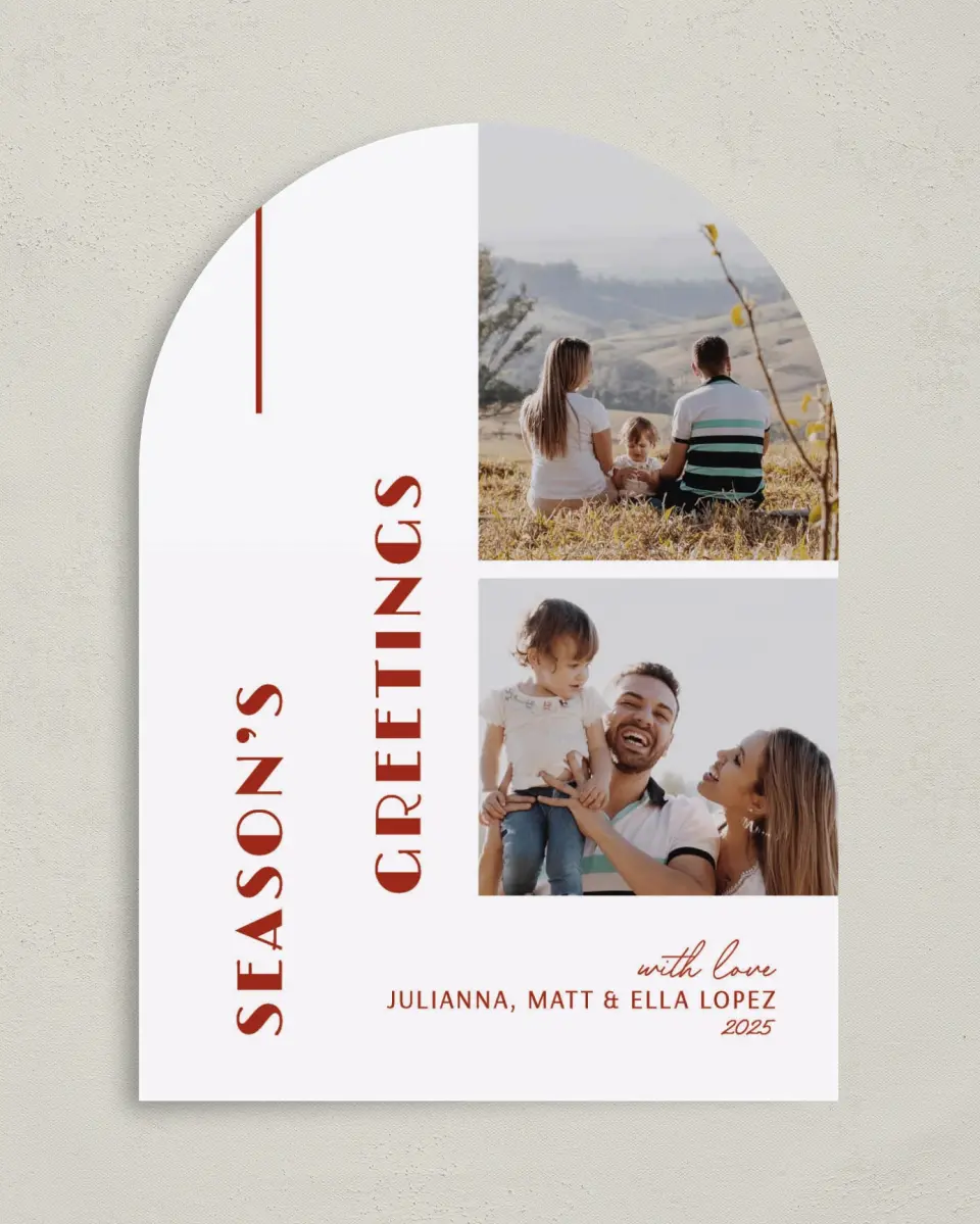 This is a 5" x 7" Christmas Card called Bold Greetings printed in full color on Premium Smooth paper