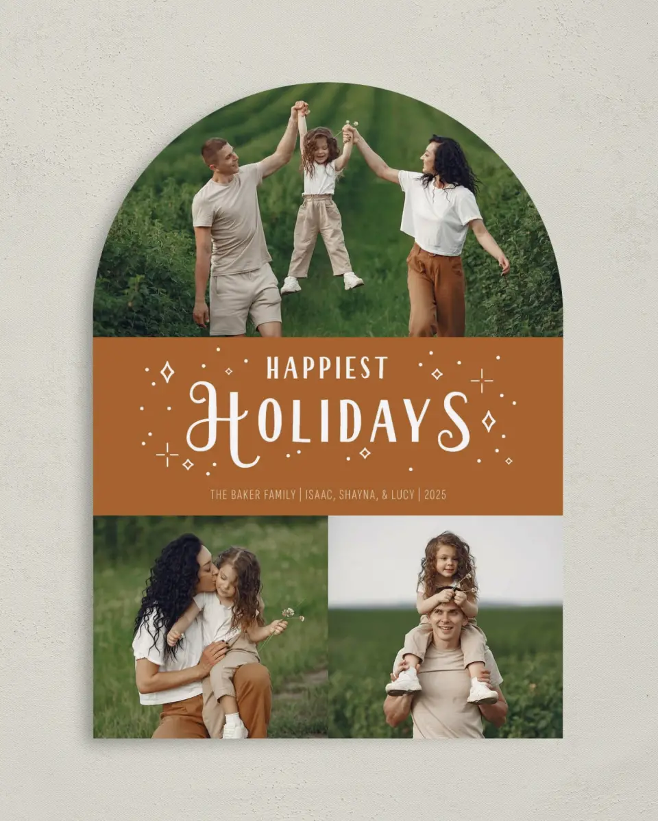 This is a 5" x 7" Christmas Card called Sparkling Holiday printed in full color on Premium Smooth paper