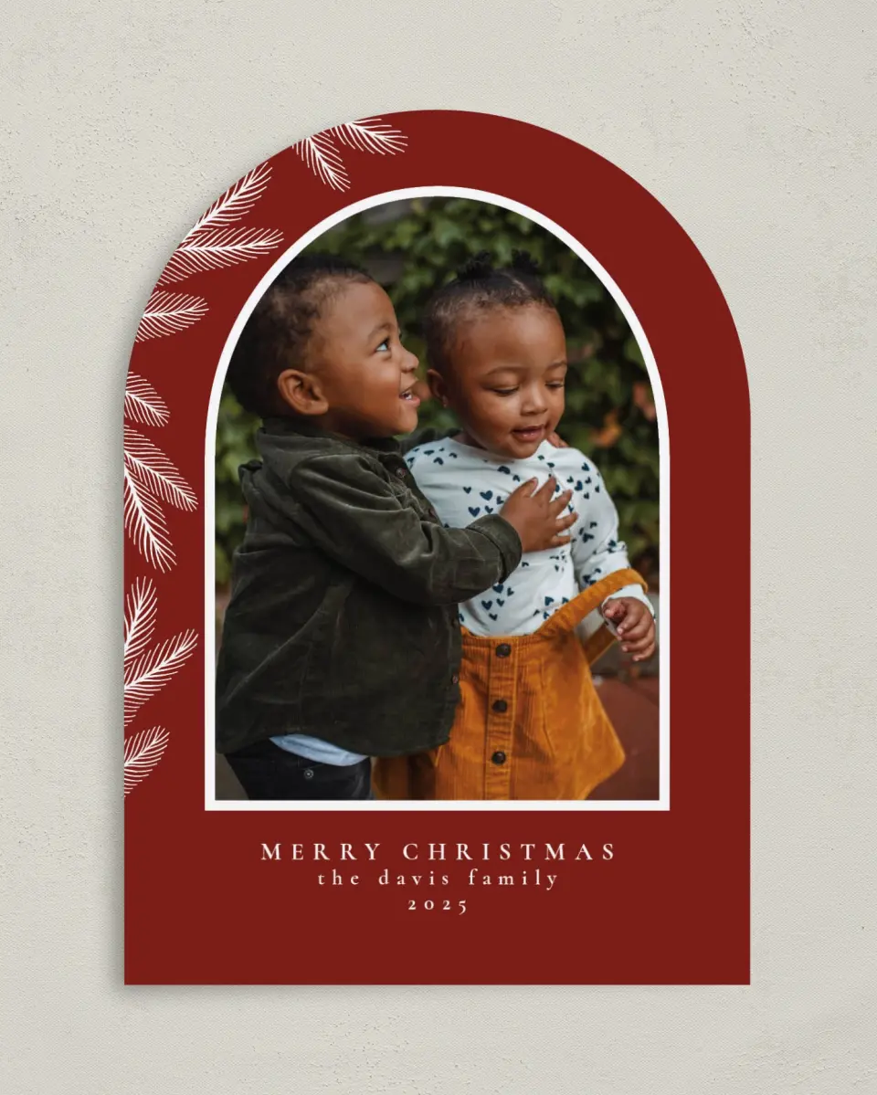 This is a 5" x 7" Christmas Card called Pine Corner printed in full color on Premium Smooth paper