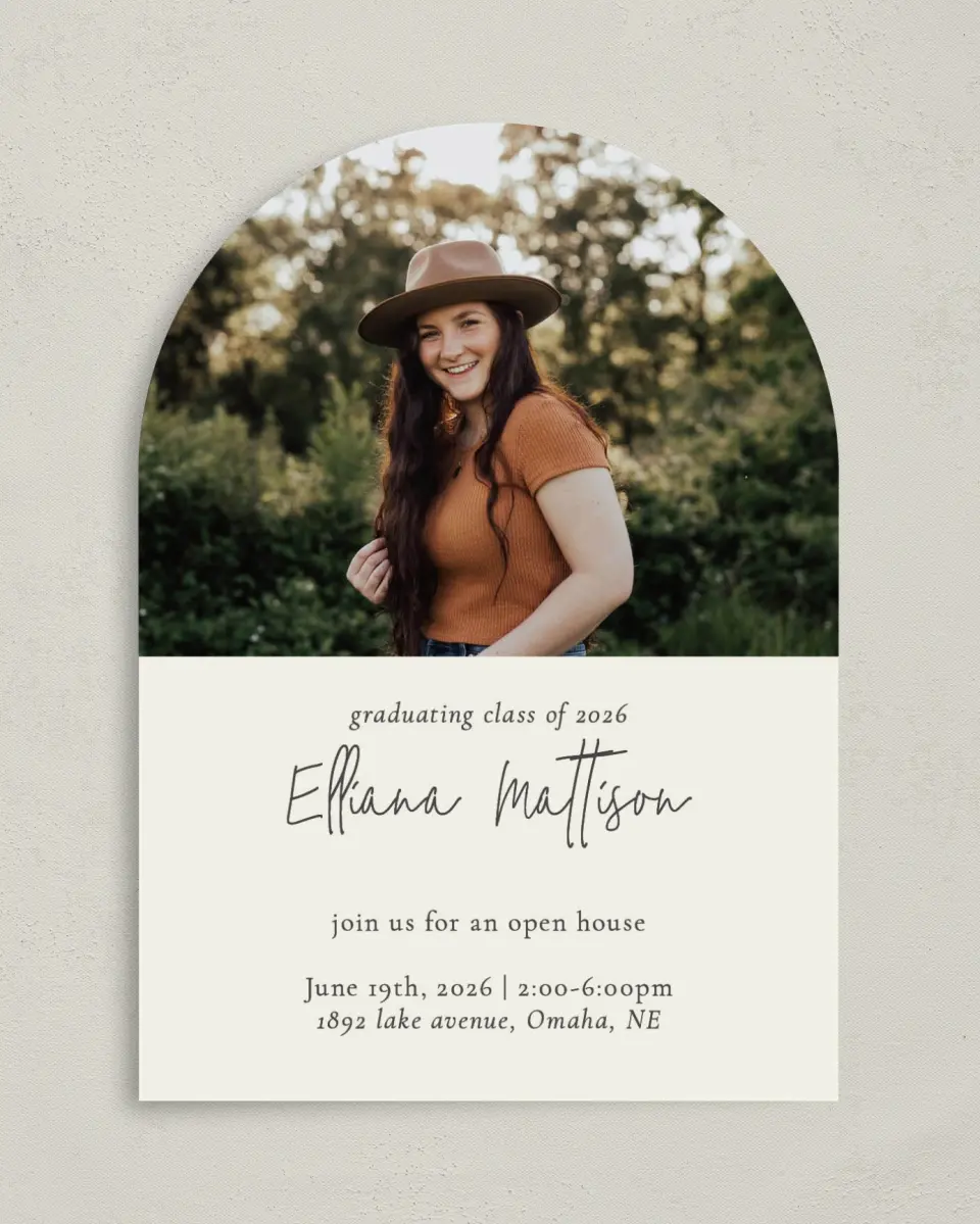 This is a 5" x 7" Graduation Announcement Card called Evenly Balanced printed in full color on Premium Smooth paper
