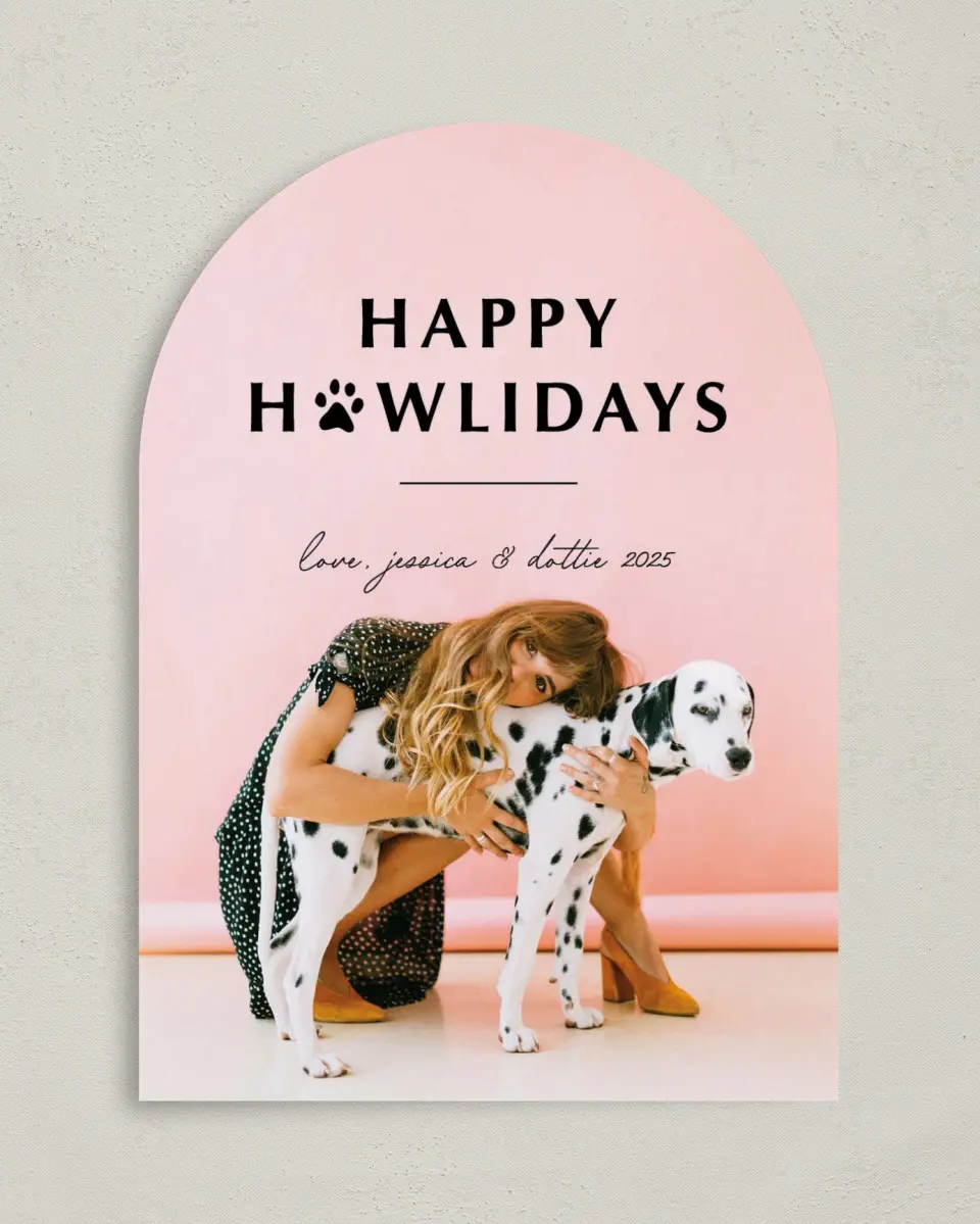 This is a 5" x 7" Christmas Card called Howlidays printed in full color on Premium Smooth paper