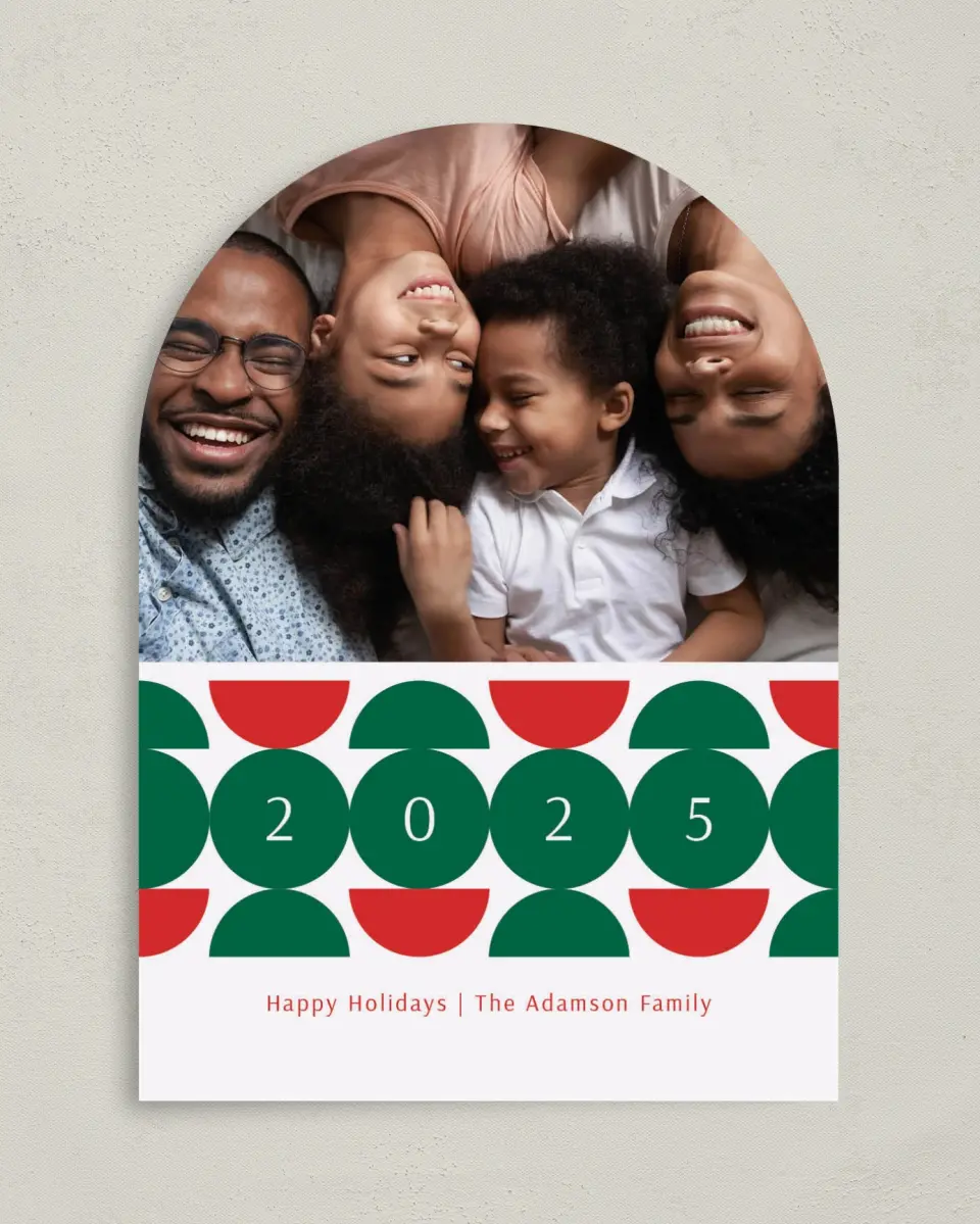 This is a 5" x 7" Christmas Card called Year Circles printed in full color on Premium Smooth paper