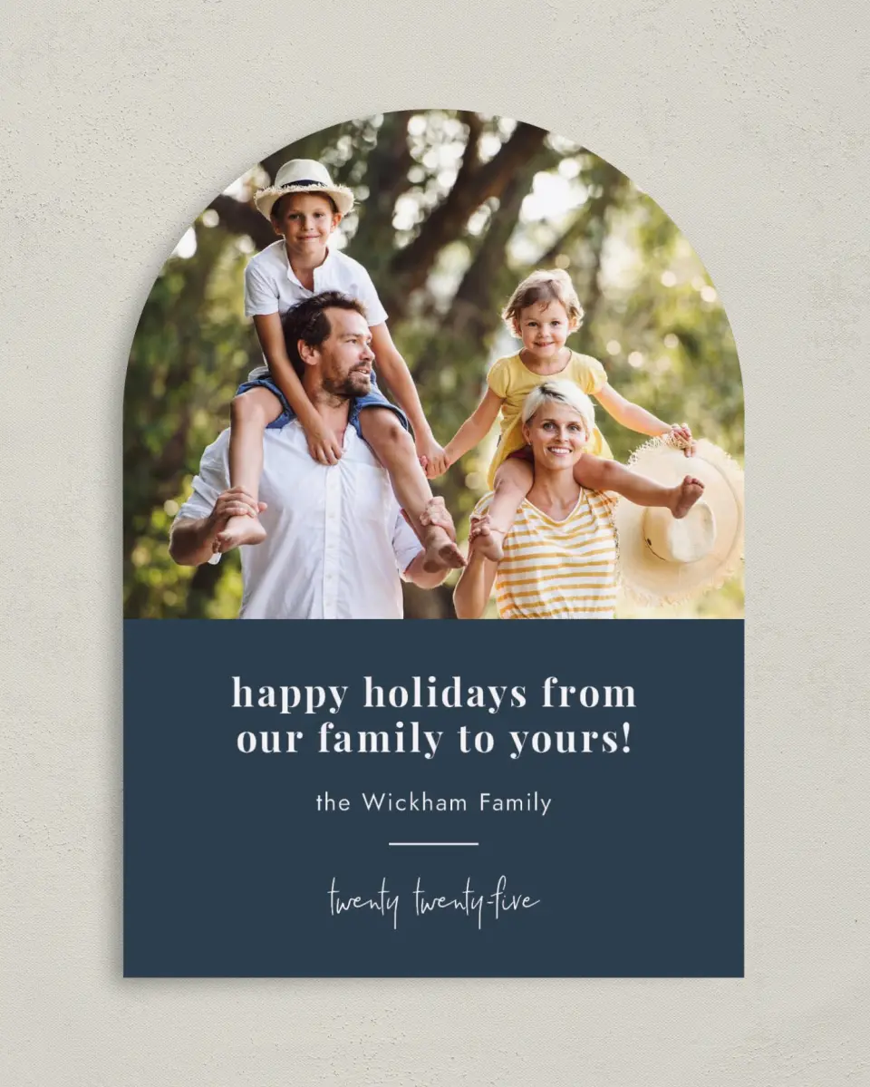 This is a 5" x 7" Christmas Card called Family Treasure printed in full color on Premium Smooth paper