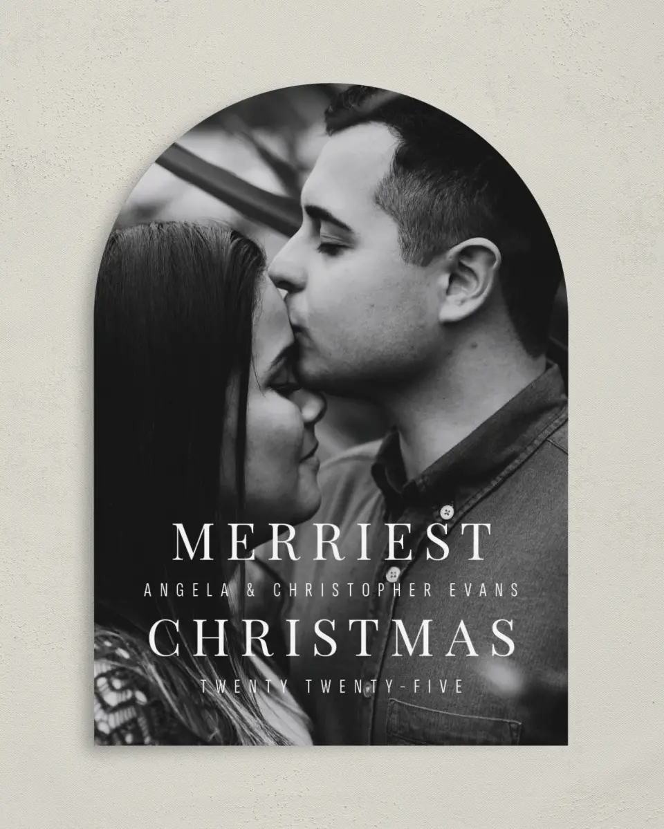 This is a 5" x 7" Christmas Card called Merriest Memory printed in full color on Premium Smooth paper