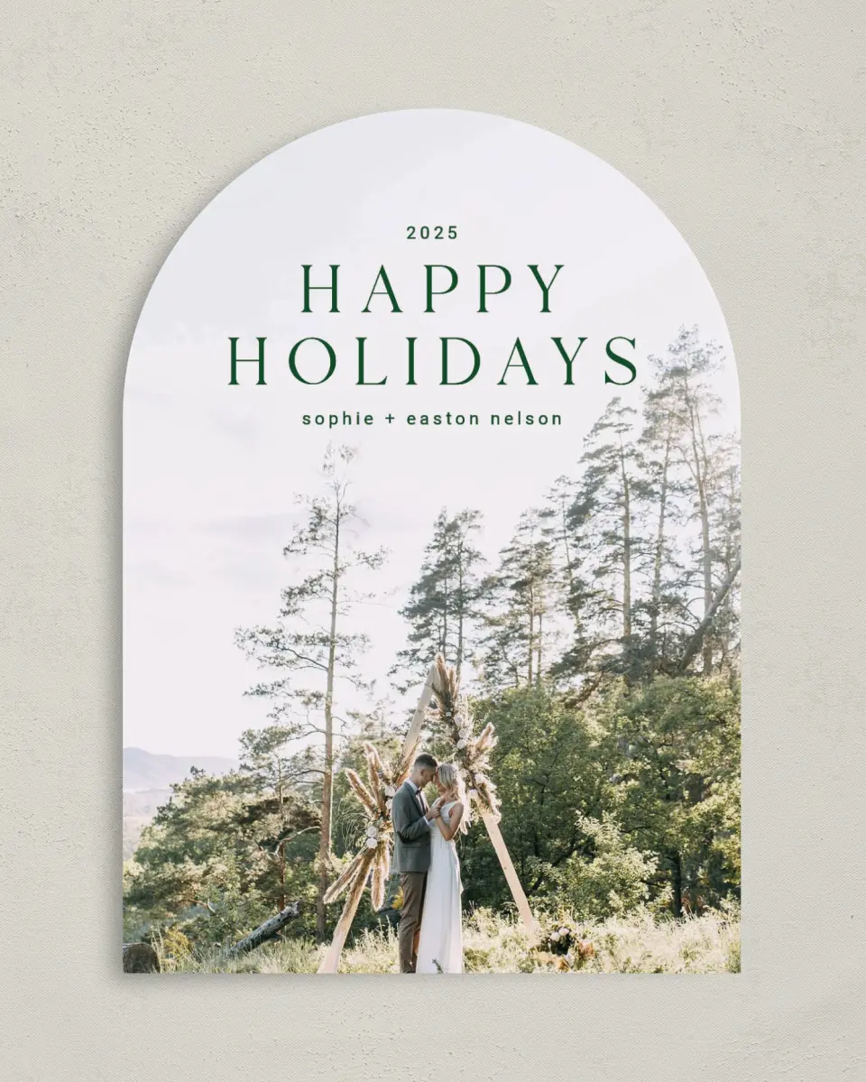 This is a 5" x 7" Christmas Card called Spacious Holidays printed in full color on Premium Smooth paper