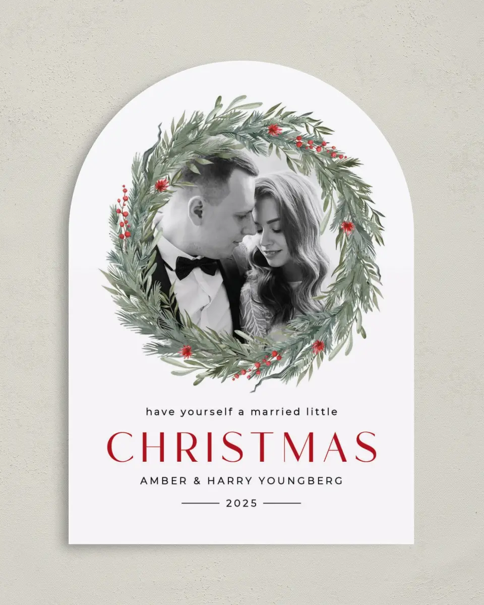 This is a 5" x 7" Christmas Card called Delicate Boughs printed in full color on Premium Smooth paper