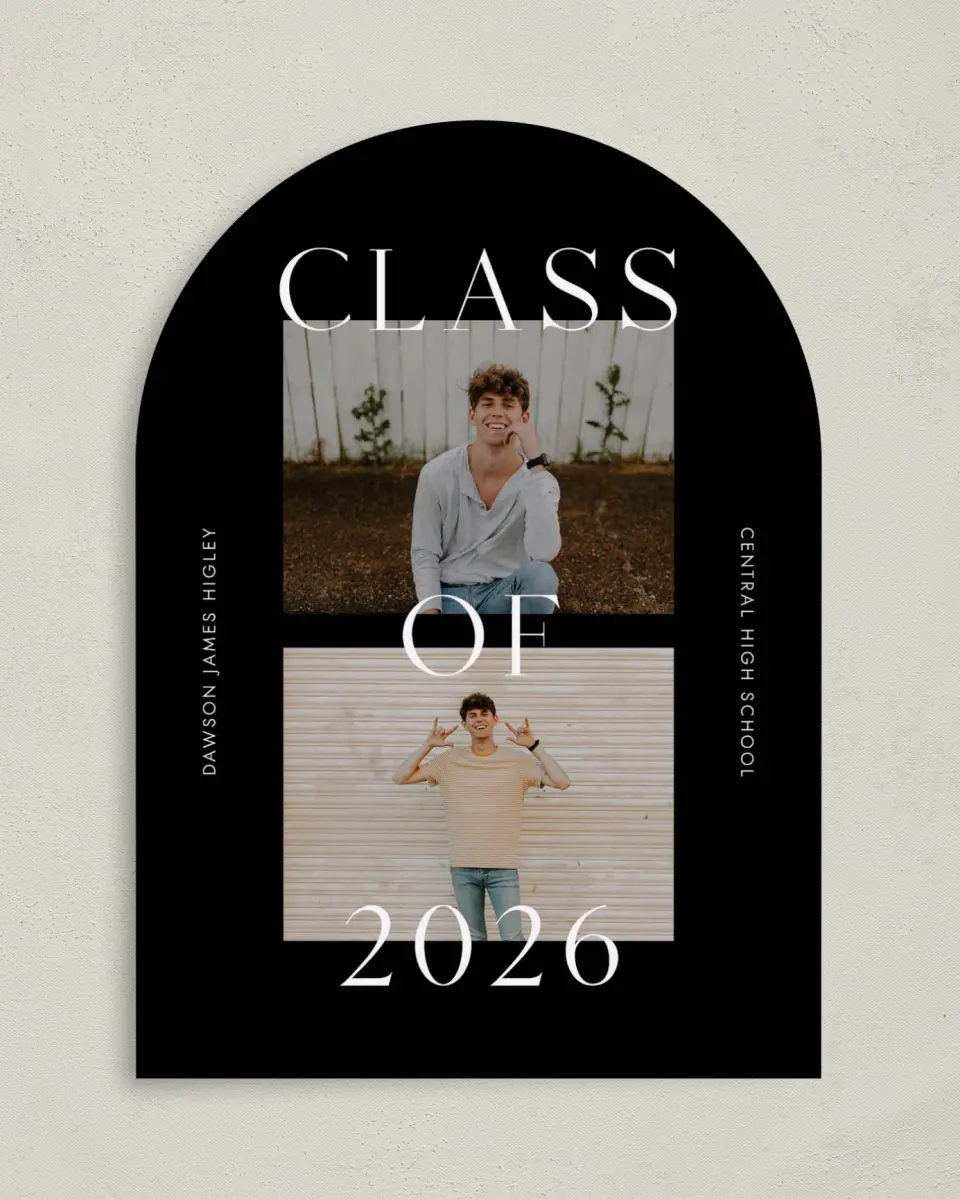 This is a 5" x 7" Graduation Announcement Card called Cool Class printed in full color on Premium Smooth paper