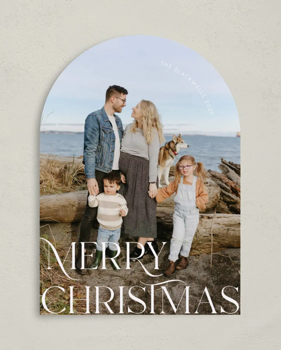 This is a 5" x 7" Christmas Card called Charming Christmas printed in full color on Premium Smooth paper