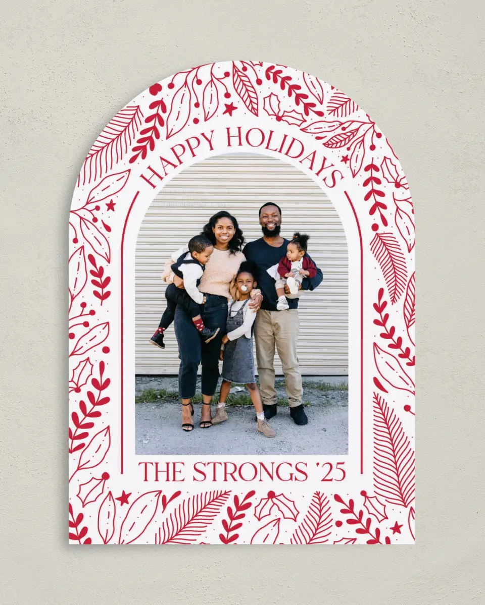 This is a 5" x 7" Christmas Card called Holiday Cheer printed in full color on Premium Smooth paper