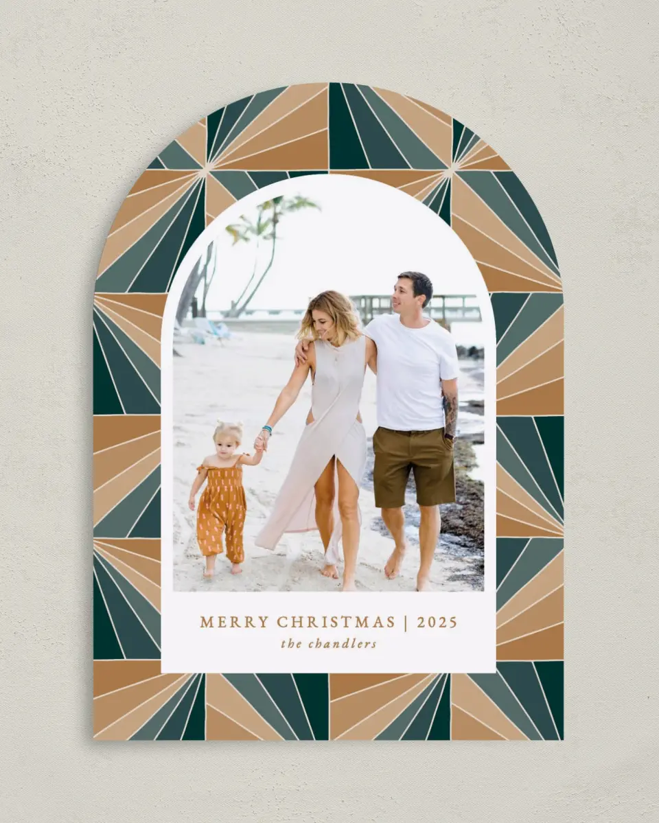 This is a 5" x 7" Christmas Card called Geo Wishes printed in full color on Premium Smooth paper