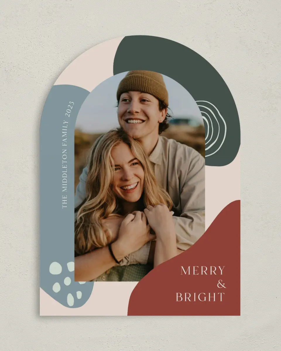 This is a 5" x 7" Christmas Card called Yuletide Shapes printed in full color on Premium Smooth paper