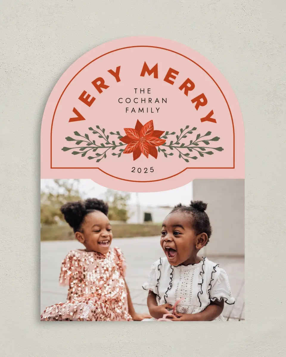 This is a 5" x 7" Christmas Card called Adoring Arch printed in full color on Premium Smooth paper