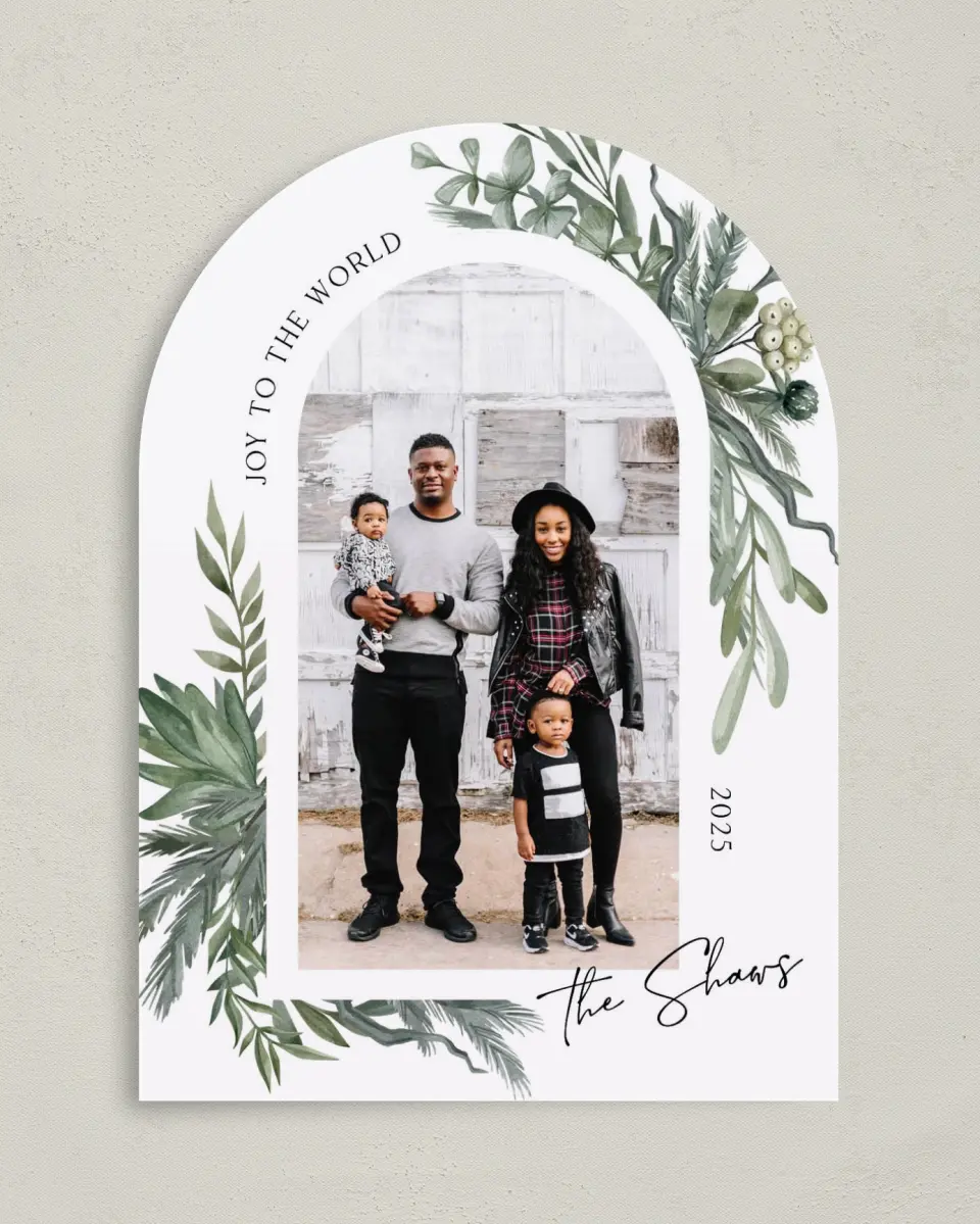 This is a 5" x 7" Christmas Card called Joyful Serenity printed in full color on Premium Smooth paper