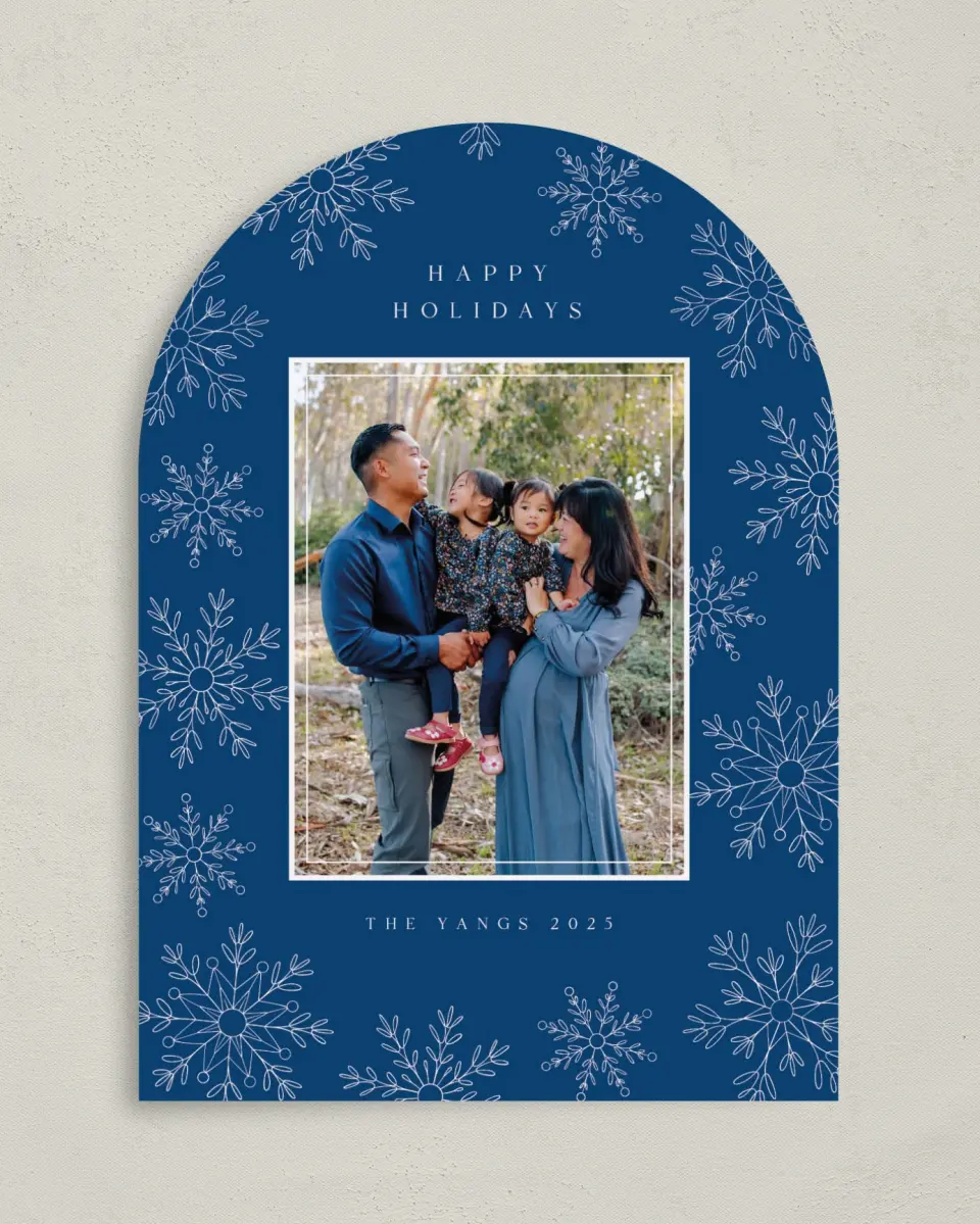 This is a 5" x 7" Christmas Card called Elegant Snowfall printed in full color on Premium Smooth paper
