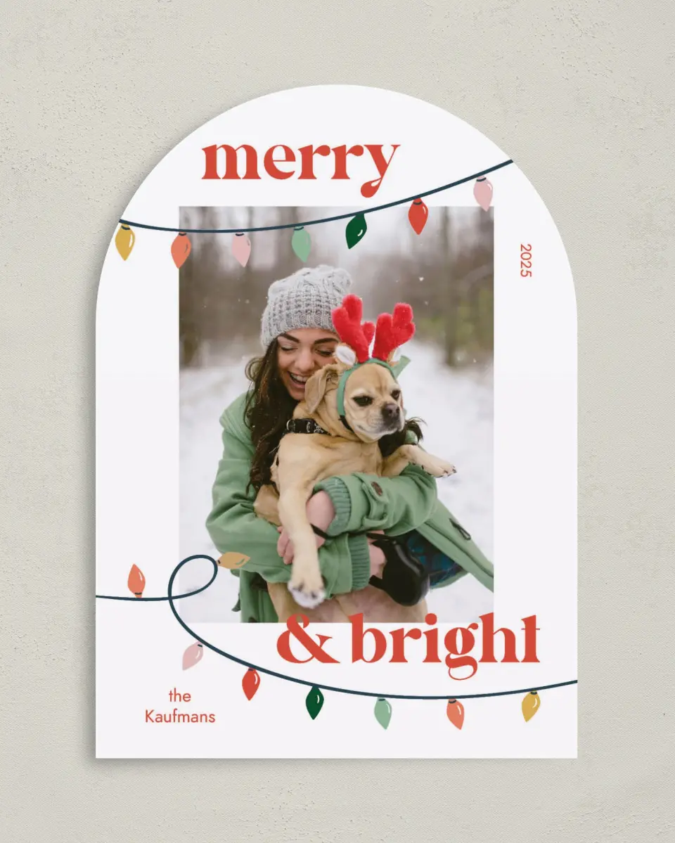 This is a 5" x 7" Christmas Card called Bright Lights printed in full color on Premium Smooth paper