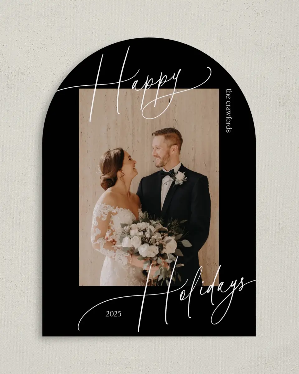 This is a 5" x 7" Christmas Card called Scripted Message printed in full color on Premium Smooth paper