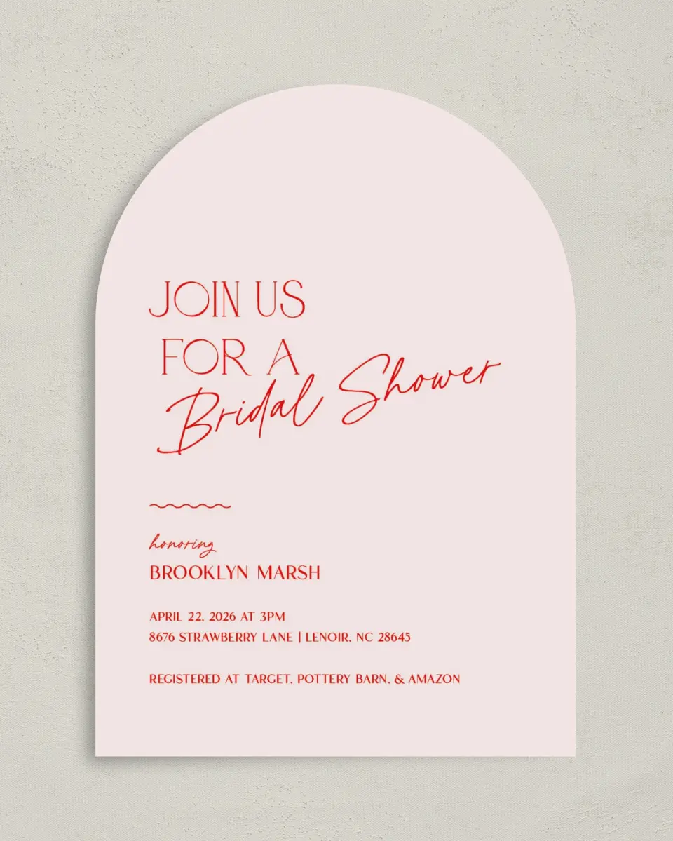 This is a 5" x 7" Bridal Shower Invitation called Contemporary Chic printed in full color on Premium Smooth paper