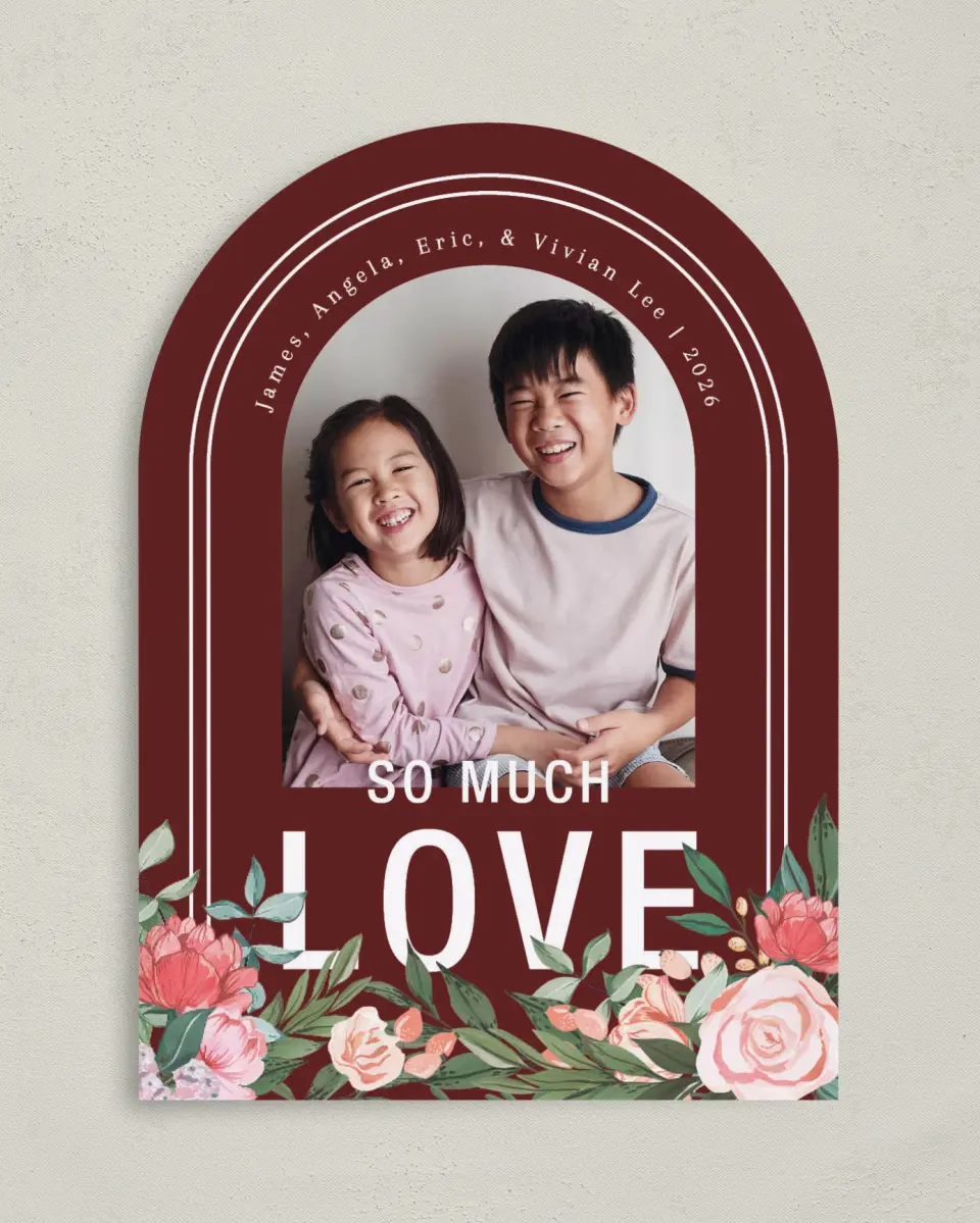 This is a 5" x 7" Valentine's Day Card called So Much Love printed in full color on Premium Smooth paper