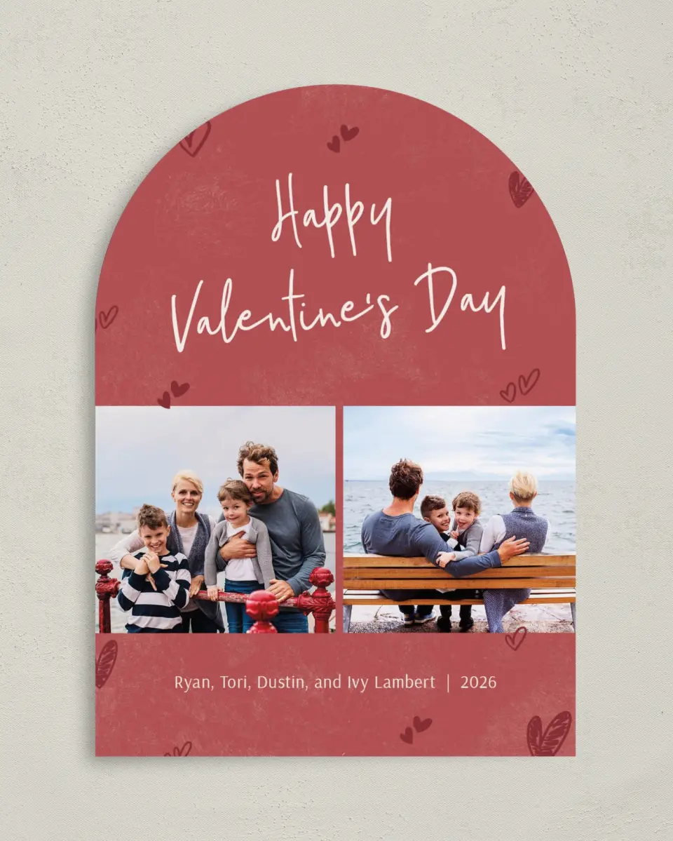This is a 5" x 7" Valentine's Day Card called Handdrawn Hearts printed in full color on Premium Smooth paper