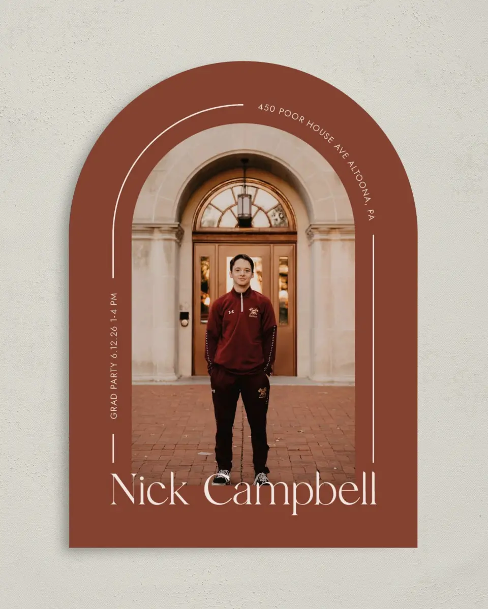 This is a 5" x 7" Graduation Announcement Card called Victory Lap printed in full color on Premium Smooth paper