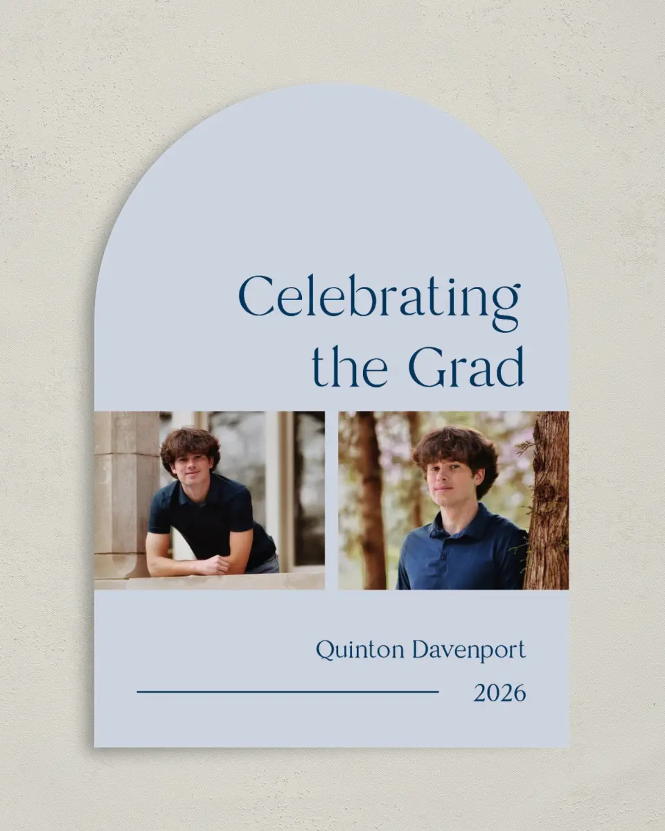 This is a 5" x 7" Graduation Announcement Card called Honored Grad printed in full color on Premium Smooth paper