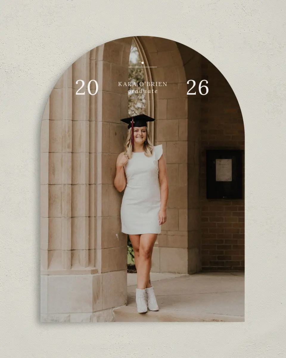 This is a 5" x 7" Graduation Announcement Card called Daring Dreams printed in full color on Premium Smooth paper