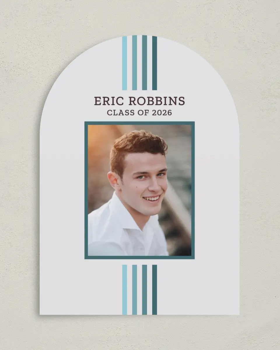 This is a 5" x 7" Graduation Announcement Card called Successful Stripes printed in full color on Premium Smooth paper