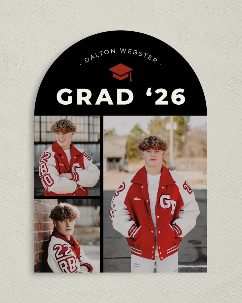 This is a 5" x 7" Graduation Announcement Card called Cool & Classic printed in full color on Premium Smooth paper