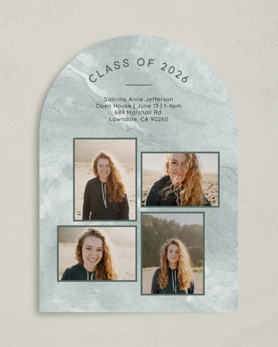 This is a 5" x 7" Graduation Announcement Card called Fresh Four printed in full color on Premium Smooth paper