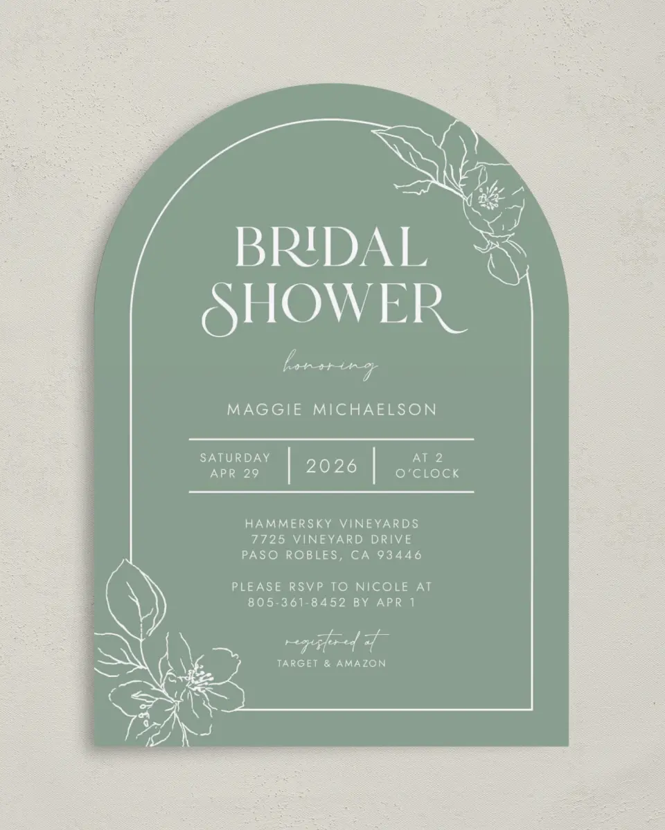 This is a 5" x 7" Bridal Shower Invitation called Joyful Blooms printed in full color on Premium Smooth paper