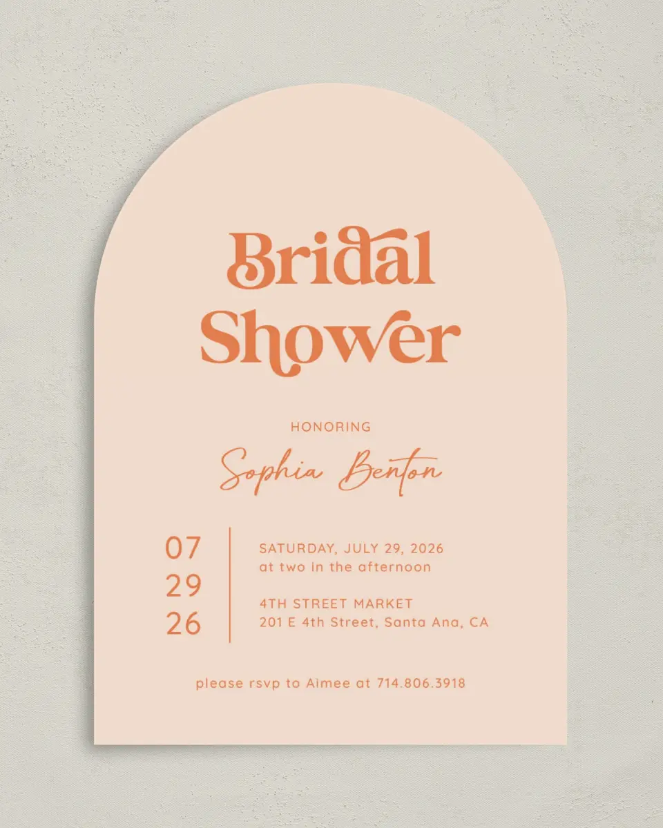 This is a 5" x 7" Bridal Shower Invitation called Funky Fun printed in full color on Premium Smooth paper