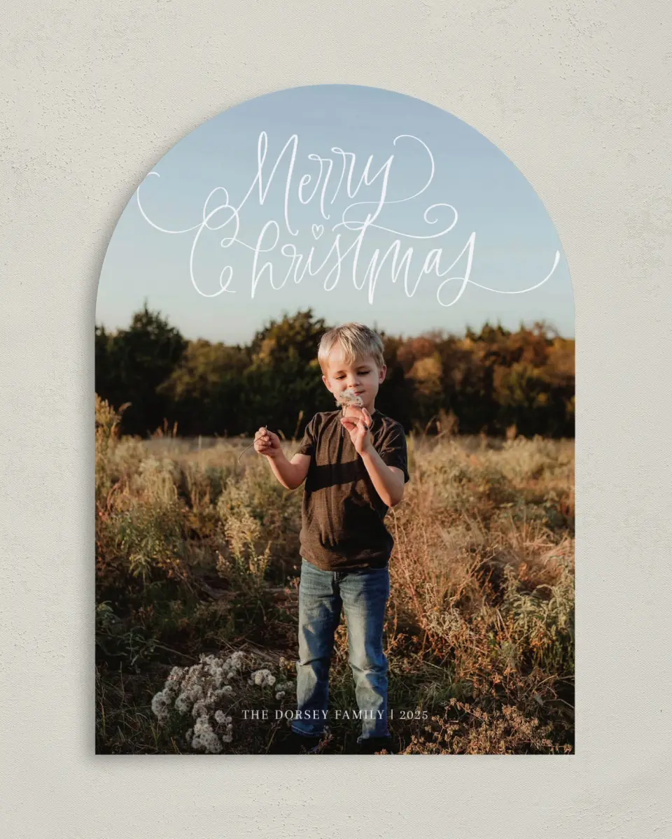 This is a 5" x 7" Christmas Card called Jubilant Script printed in full color on Premium Smooth paper