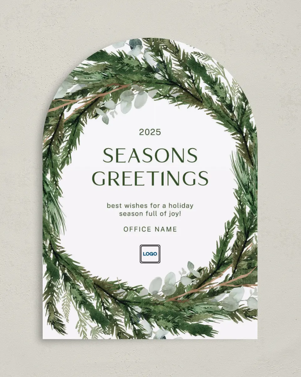 This is a 5" x 7" Christmas Card called Christmas Wreath printed in full color on Premium Smooth paper