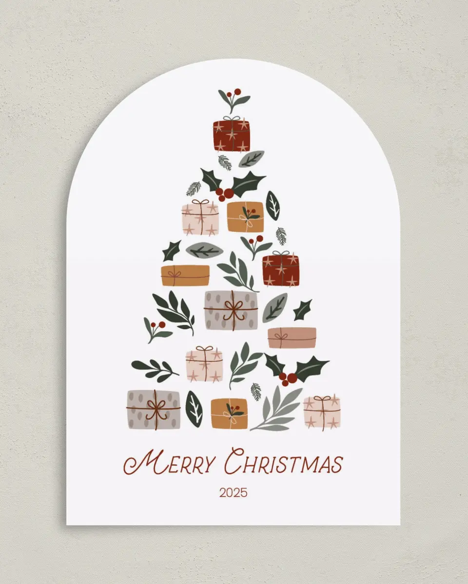 This is a 5" x 7" Christmas Card called Gifted Greeting printed in full color on Premium Smooth paper