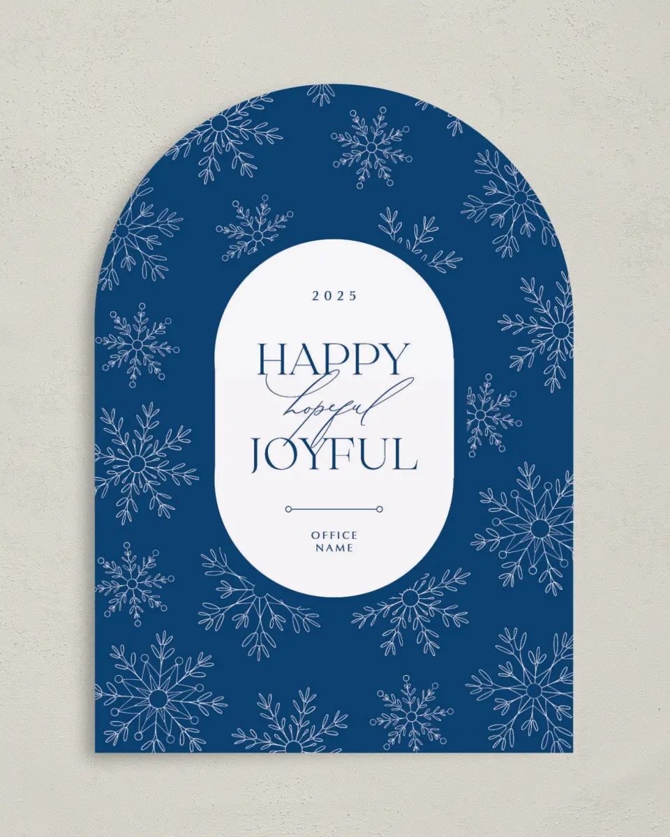 This is a 5" x 7" Christmas Card called Joyful Flurries printed in full color on Premium Smooth paper